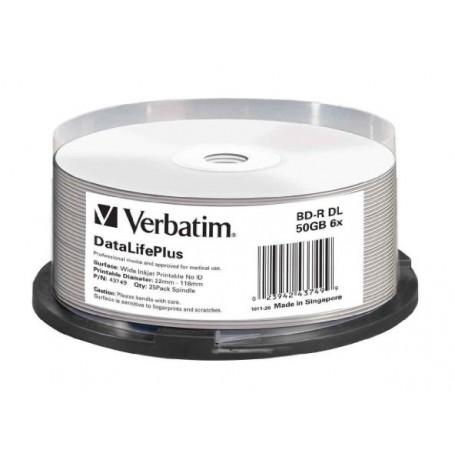 BD-R 6x 50GB Verbatim THERMAL RETRANSFER WHITE, 25 Stk.