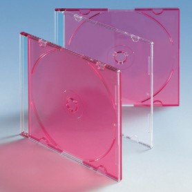 Slim Box mit Rücken rot transparent, 50 Stk.