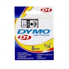 D1 Schriftband 6 mm, schwarz auf transparent