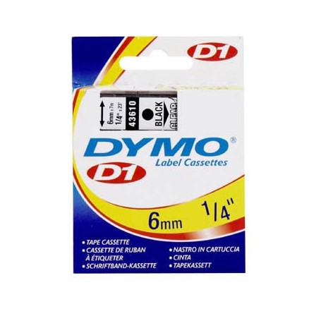 D1 Label Cassette 6 mm, black on clear