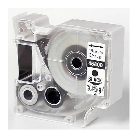 D1 Label Cassette 19 mm, black on clear