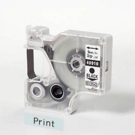 D1 Schriftband 9 mm, schwarz auf transparent
