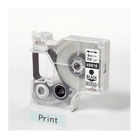 D1 Label Cassette 9 mm, black on clear