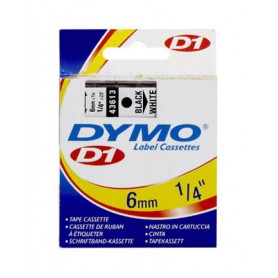 D1 Schriftband 6 mm, schwarz auf weiß